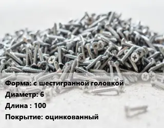 Шуруп с шестигранной головкой 6х100 оцинкованный
